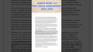 IGNOU BCOE-141 Free Solve Assignment 2023-2024 For December 2024 Exams #ignoufreesolvedassignment