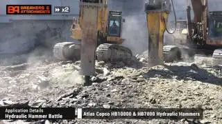 Epiroc/Atlas Copco HB7000 & HB10000 Hammers working side by side