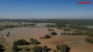Zalana droga Rzeczyca - Chomiąża z drona (20.09.2024)