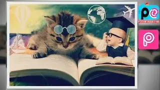 Tutorial PicsArt Cara Edit Foto Kucing Dan Bayi Membaca Buku