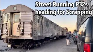 ⁴ᴷ⁶⁰ Retired R32s being moved on the Street to 65th Street Yard for Scrapping