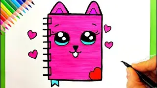 Sevimli Defter Çizimi 💗  Kolay Çizimler - Defter Nasıl Çizilir? - How To Draw a Cute Notebook