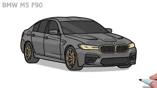 How to draw a BMW M5 F90 CS 2021 / drawing bmw m5 competition 2022 car