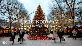 OSLO NORWAY, Winter City Walk Oslo Sentrum! Virtual Walking 4k