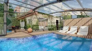 Design Pool cover with a movable floor deck  /  3D animation Explainer / Architecture /Landscape