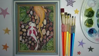 #art #artist Рисуем гуашью очень просто (простой арт) Карпы в пруду (2021)