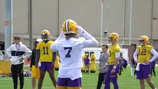 LSU's Ja'Marr Chase sporting his new jersey No. 7 at Day 1 of spring practice