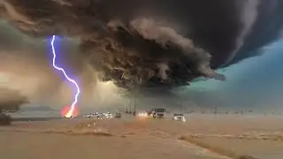 Incredible! ⚠️ A terrible storm and huge dark clouds over Saudi Arabia! Yanbu, Madinah