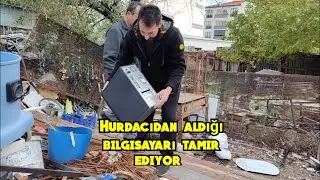 Hurdacıdan aldığı bilgisayarı tamir ediyor , bakın ne durumda