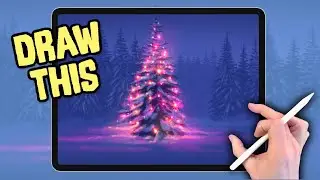 CHRISTMAS TREE IPAD PAINTING TUTORIAL made easy in Procreate
