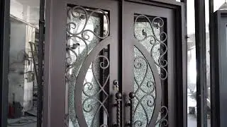 GID Oil Rubbed Bronze Iron Double Front Door With Beautiful Scrollwork