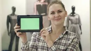 A Girl With Green Screen Tab - Stock Video Footage.