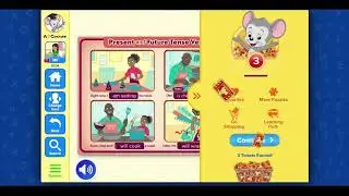 ABC Mouse 052 - Lesson 10 Level 8 - Present Tense and Future Tense Verbs Cutout Puzzle