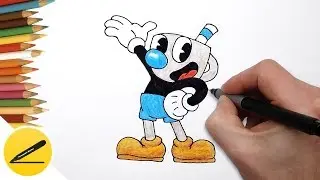 How to Draw Mugman from Cuphead Game Step by Step - Как Нарисовать Магмена поэтапно