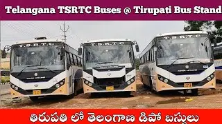 17 Depots Telangana TSRTC Buses at Tirupati Bus Stand Private Place