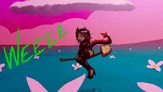 Riding A Broom Like A Witch [Animated]
