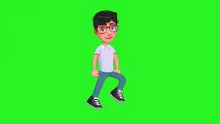 Boy walking green screen animation background 