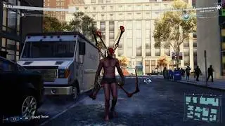 Marvel's Spider-Man PS4 Pro: Jumping off Avenger Tower naked.