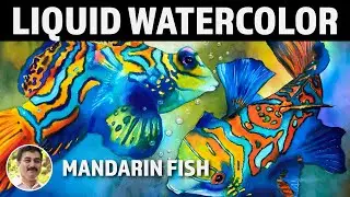 How to Paint Mandarin fish | Liquid Watercolor | Muralidhar Suvarna