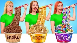 Giàu có vs Phá sản vs Giga Giàu có Thử thách thức ăn Mega DO Challenge