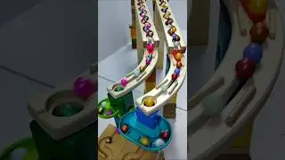 Marble Run Race ASMR - Wooden Wave Course Colorful Marbles #130 #marblerunandmore #marblerunrace