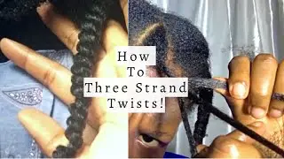 How to Three strand twist on long natural hair. Step by step easy natural hairstyle tutorial.