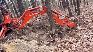 Kubota L2501 | BH77 backhoe vs tree in in under 40 seconds