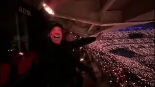 Mick Jagger having a whale of time at Coldplay's concert