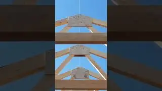 Стропильные фермы, выравнивание в коньке по шнурке. Крыша, кровля.