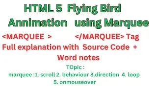 Marquee tag in Html Full  explanation and  Source Code  || Behavior Direction Scroll 