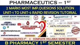 Pharmaceutics 1st Solution || 2 Marks Questions Solution || B pharm 1st sem || LatestLearnPharmacy