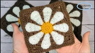 🌼🧶DIY TUTORIAL Fácil Paso a Paso: GRANNY SQUARE Flor Margarita Vintage (Granny Daisy Vintage)