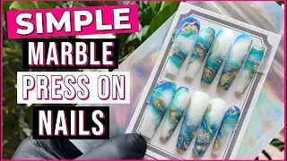 How to Custom Design Press On Nails | Easy Gel Polish Marble Nails
