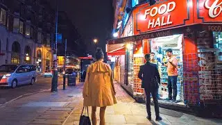 London Night Walk at Midnight from South Bank to West End