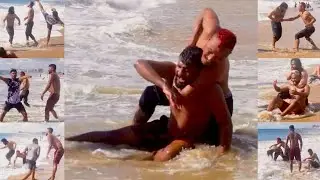 Marina beach Chennai wrestling | Fatal 4 way || #hwe #hwewrestling #marinabeach #beach