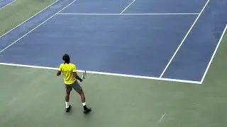 Novak Djokovic service practice US Open 2024