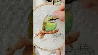 Вышивка птички гладью \ bird embroidery 