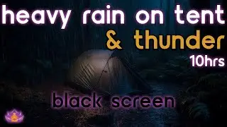 [Black Screen] Heavy Rain on Tent with Thunder | Rain and Thunder Sounds | Rain Sounds for Sleeping