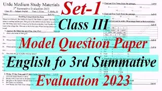 Class 3 3rd Unit Test English Question Paper || Class 3 English Third Unit Test Suggestion 2023