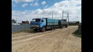 КамАЗ 5320 с прицепом на подъём. 32 тонны груза!