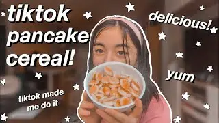 TRYING TIKTOK PANCAKE CEREAL! *delicious*