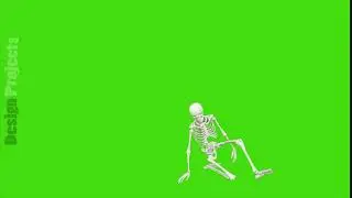 Skeleton dancing. Seamless loop animation on green screen.