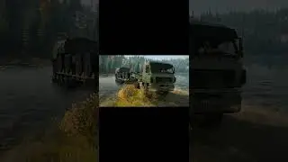 Маз-6312 перевозит на трале Маз-543 #snowrunner