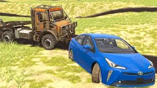 Prius Pulls a HUGE Unimog Out of Mud! (Rich Redneck) | FS19