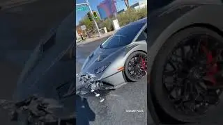 Lamborghini huracan STO crashed 🥶☹️😨 in vegas #shorts #youtubeshorts #supercar #huracansto