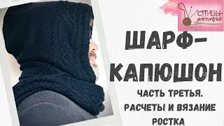 Шарф капюшон. Часть третья. Расчеты и вязание ростка по переду и спинке.
