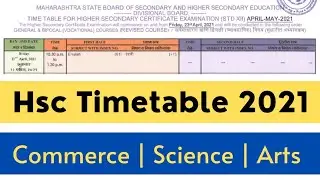 HSC Timetable 2021 | Commerce | Science | Arts | Maharashtra Board | HSC Board Exam 2021