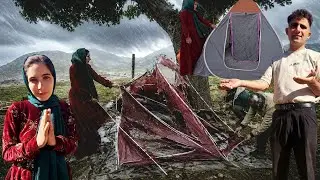 “Severe Storm and Destruction of the Tent, Nomadic Life Under a Powerful Storm”