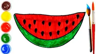 Раскраска Для Детей Арбуз. Как Нарисовать Арбуз. How To Draw A Watermelon For Kids