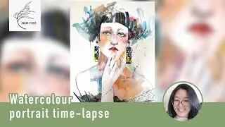 Watercolour portrait time-lapse